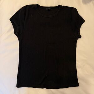 J. Crew Black Ribbed Short Sleeve Top